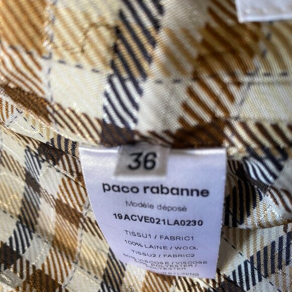 PACO RABANNE Brown Check Blazer jacket Wool, Size 36 or US4 - Picture 15 of 16